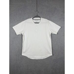 BYLT Mens XL White Henley Drop Cut Lux Shirt Buttons Gym Running Workout Wear